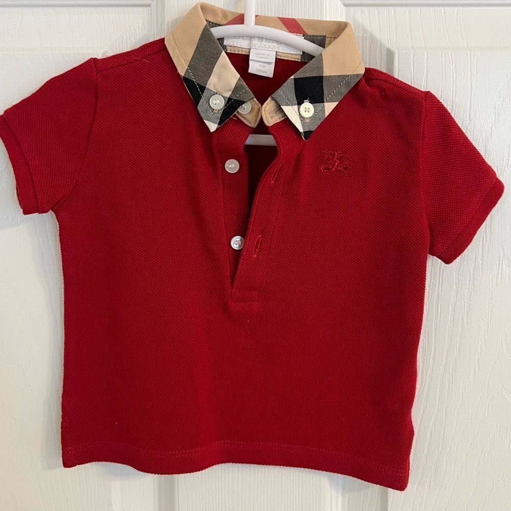 BURBERRY BABY RED CHECK POLO 6M